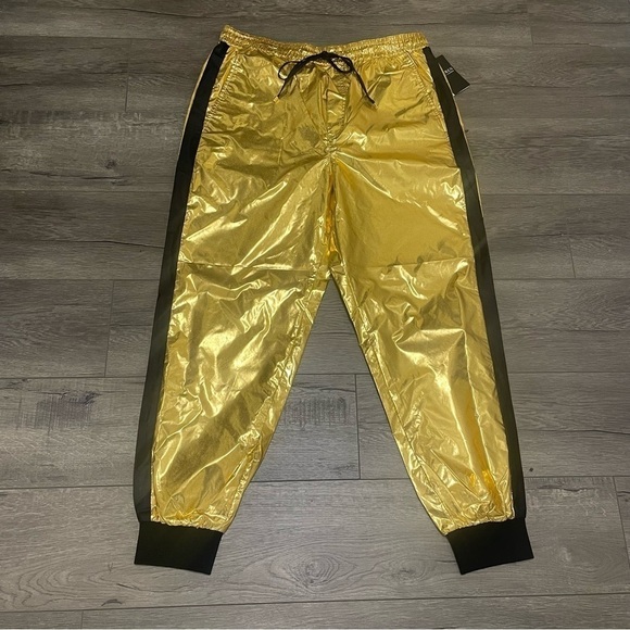 RALPH LAUREN Women's Gold Metallic Taffeta Jogger Track Pants Size 12 NWT $225 - Picture 2 of 11